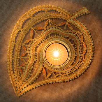 Preview: 481 Klöppelbrief Blatt "Pagelia" für Teelichthalter